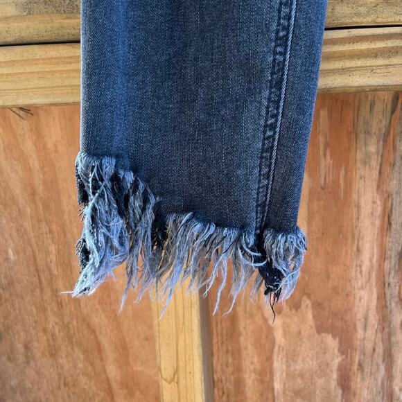 Free People Great Heights Frayed Skinny Jeans In Black Size 29 Waist - Picture 7 of 12